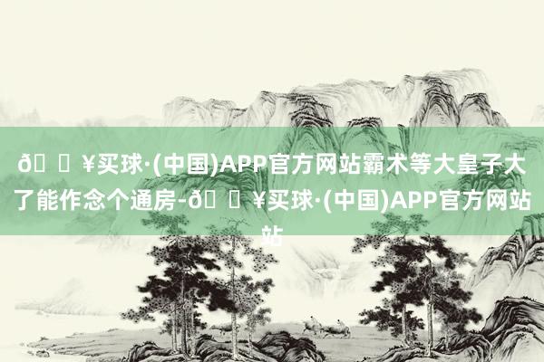 🔥买球·(中国)APP官方网站霸术等大皇子大了能作念个通房-🔥买球·(中国)APP官方网站