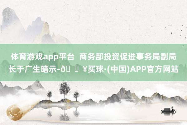 体育游戏app平台  商务部投资促进事务局副局长于广生暗示-🔥买球·(中国)APP官方网站