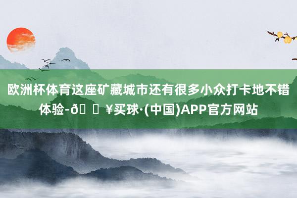 欧洲杯体育这座矿藏城市还有很多小众打卡地不错体验-🔥买球·(中国)APP官方网站