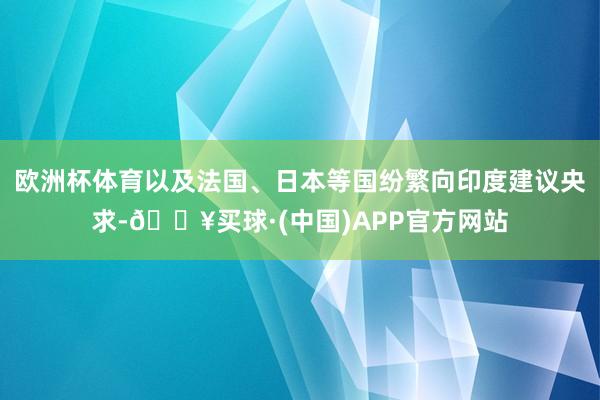 欧洲杯体育以及法国、日本等国纷繁向印度建议央求-🔥买球·(中国)APP官方网站